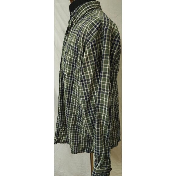 Eddie Bauer Mens Large Reg Green Plaid Heavyweight Button Down Long Sleeve Shirt - Picture 5 of 10